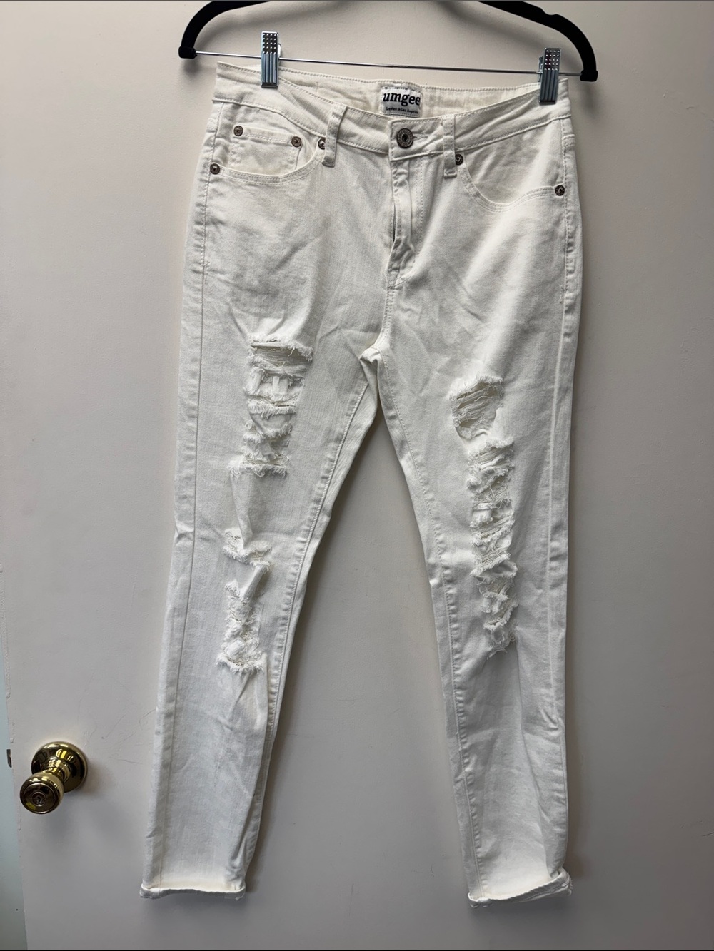 Umgee White Ripped Skinny Jeans for Women